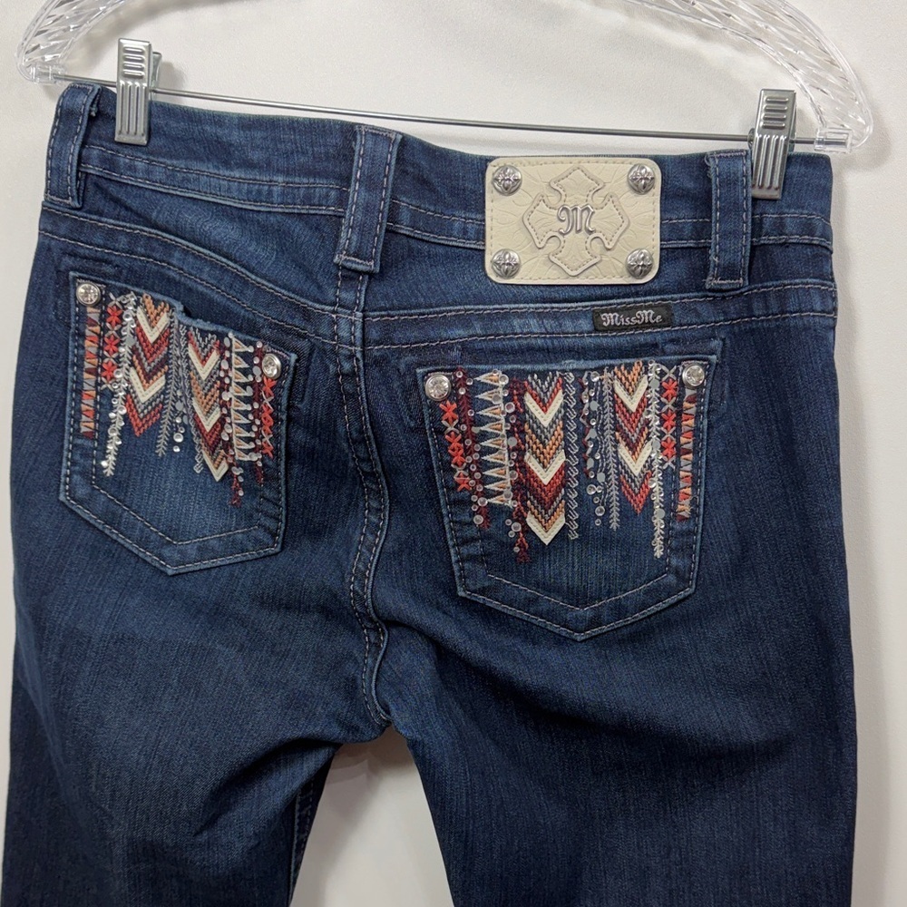 Miss Me Southwest Mid Rise Easy Skinny Dark Wash Jeans size 27.